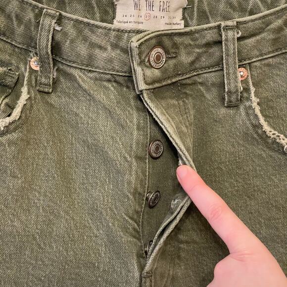 We The Free 27 ripped rugged jeans bohemian button fly raw hemline blue denim - Picture 4 of 8